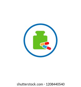 Pills container bottle with two capsules
