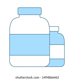 Pills Container Icon. Thin Line With Blue Fill Design. Vector Illustration.