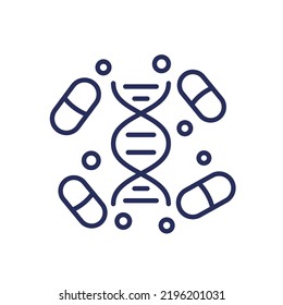 pills and dna line icon