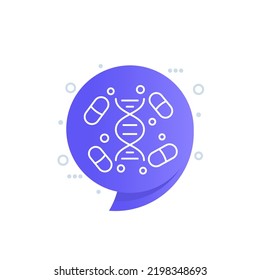 icono vectorial de las pastillas y de la línea del adn