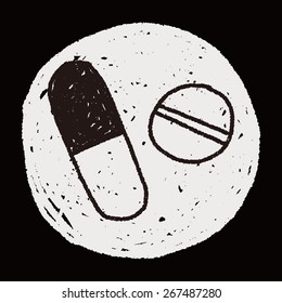 Pills doodle drawing