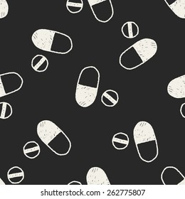 pills doodle drawing seamless pattern background