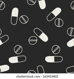 Pills doodle drawing seamless pattern background