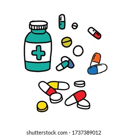 icono del doodle pills, ilustración vectorial