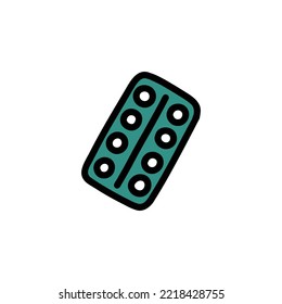 pills doodle icon, vector illustration