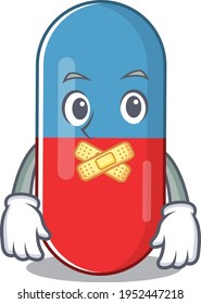 Pills drug cartoon character style having strange silent face. Vector illustration