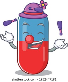 A pills drug cartoon design style love playing juggling. Vector illustration