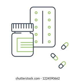 Pills and drugs icon