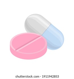 Pills and drugs separate composition vector colorful realistic icon