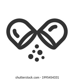 Icono único estilo de línea vectorial de pastillas y drogas