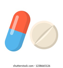 pills flat design vector icon isolated on white background