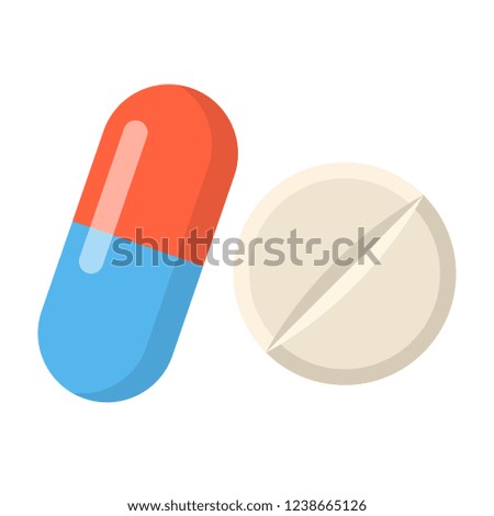 pills flat design vector icon isolated on white background
