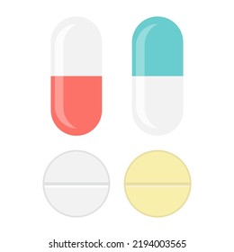Pills flat icon isolated on white background. Vector illustration.