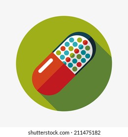 Pills flat icon with long shadow