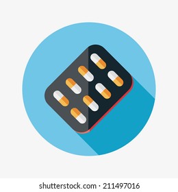 Pills flat icon with long shadow