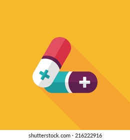 Pills flat icon with long shadow