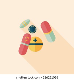 Pills flat icon with long shadow