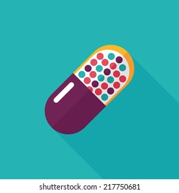 Pills flat icon with long shadow