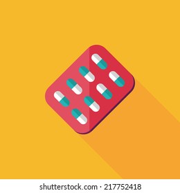 Pills flat icon with long shadow
