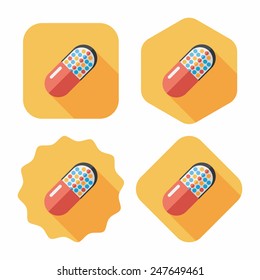 Pills flat icon with long shadow