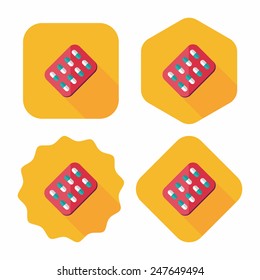 Pills flat icon with long shadow