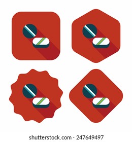 Pills flat icon with long shadow