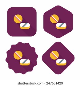 Pills flat icon with long shadow