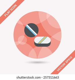 Pills flat icon with long shadow