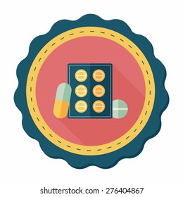 Pills flat icon with long shadow