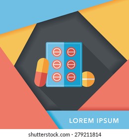 Pills flat icon with long shadow