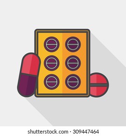 Pills flat icon with long shadow