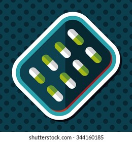 Pills flat icon with long shadow