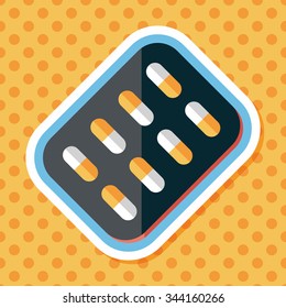Pills flat icon with long shadow