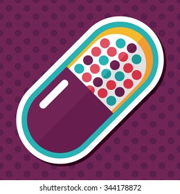 Pills flat icon with long shadow