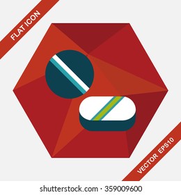 Pills flat icon with long shadow