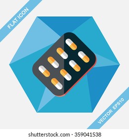Pills flat icon with long shadow