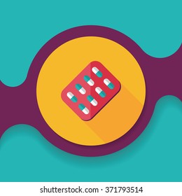 Pills flat icon with long shadow