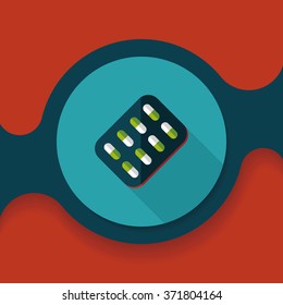 Pills flat icon with long shadow