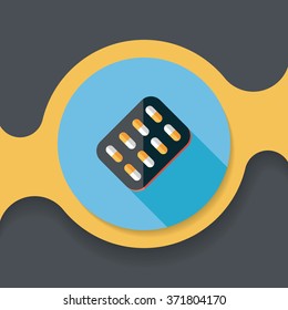 Pills flat icon with long shadow