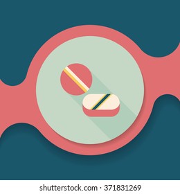 Pills flat icon with long shadow