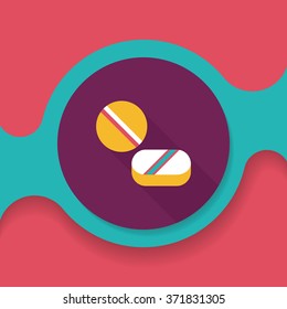 Pills flat icon with long shadow