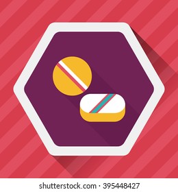 Pills flat icon with long shadow
