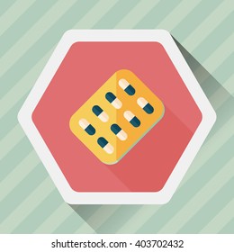 Pills flat icon with long shadow