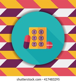 Pills flat icon with long shadow