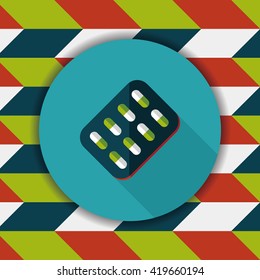 Pills flat icon with long shadow
