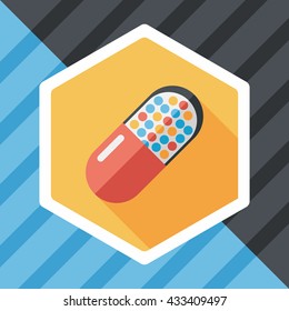 Pills flat icon with long shadow