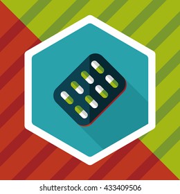 Pills flat icon with long shadow