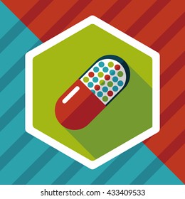 Pills flat icon with long shadow