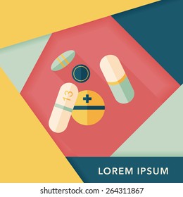 Pills flat icon with long shadow,eps10