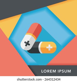 Pills flat icon with long shadow,eps10